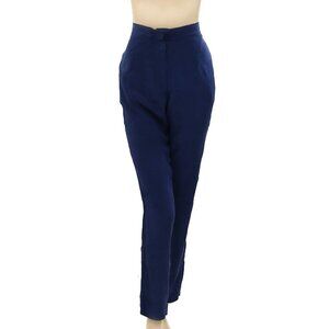 Isabel Marant Etoile Navy Tapered Pants Silk High Waisted Solid Pocket L
